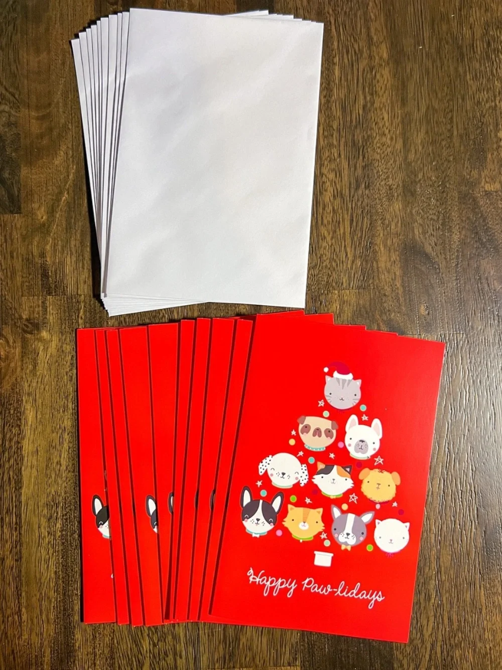 American Greetings Happy Paw-lidays Pet Christmas Cards Envelopes 10pc Cats Dogs